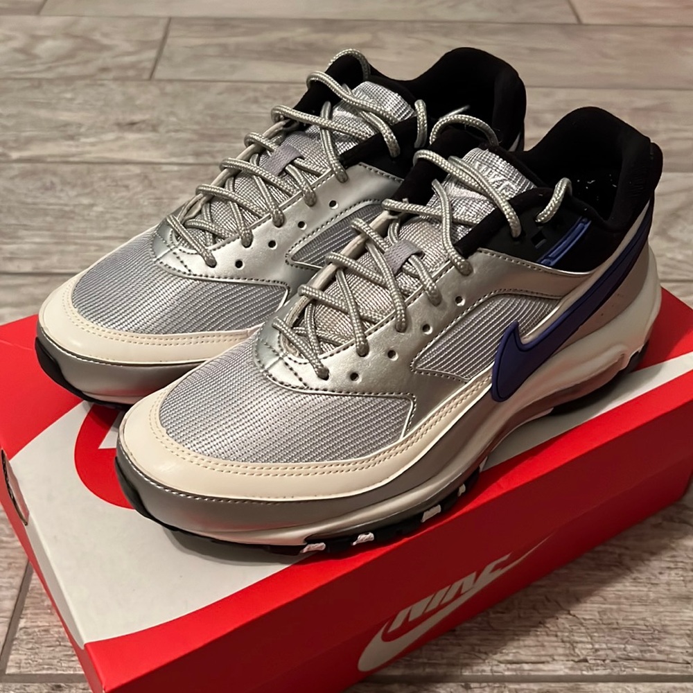 NIKE AIR MAX 97/BW METALLIC SILVER/PERSIAN VIOLET MEN 6.5 WOMEN 8